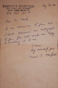 Letter from Ernest F. Manfred to Libbie Mark, May 30, 1962