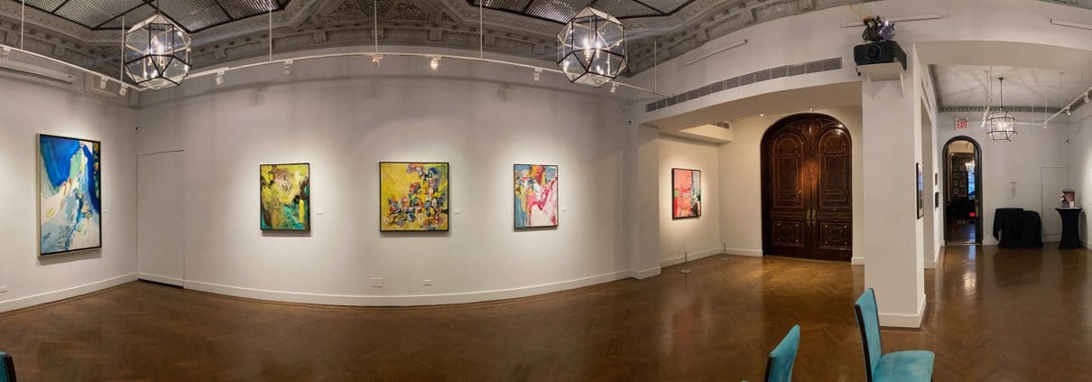 A panoramic view of the 2022 Libbie Mark exhibition at the National Arts Club in New York City