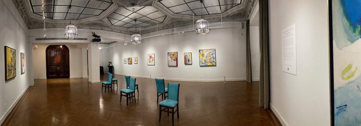 A panoramic view of the 2022 Libbie Mark exhibition at the National Arts Club in New York City