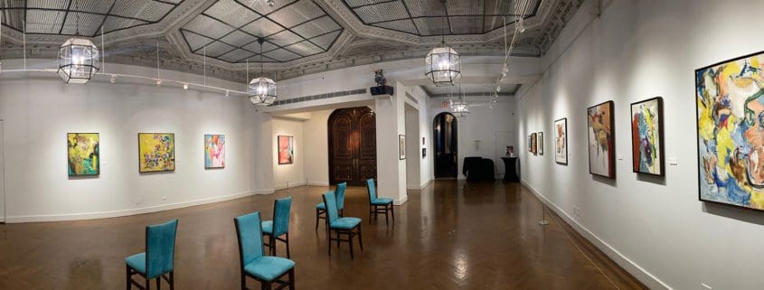 A panoramic view of the 2022 Libbie Mark exhibition at the National Arts Club in New York City