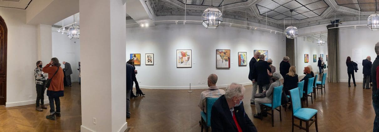 A panoramic view of the 2022 Libbie Mark exhibition at the National Arts Club in New York City