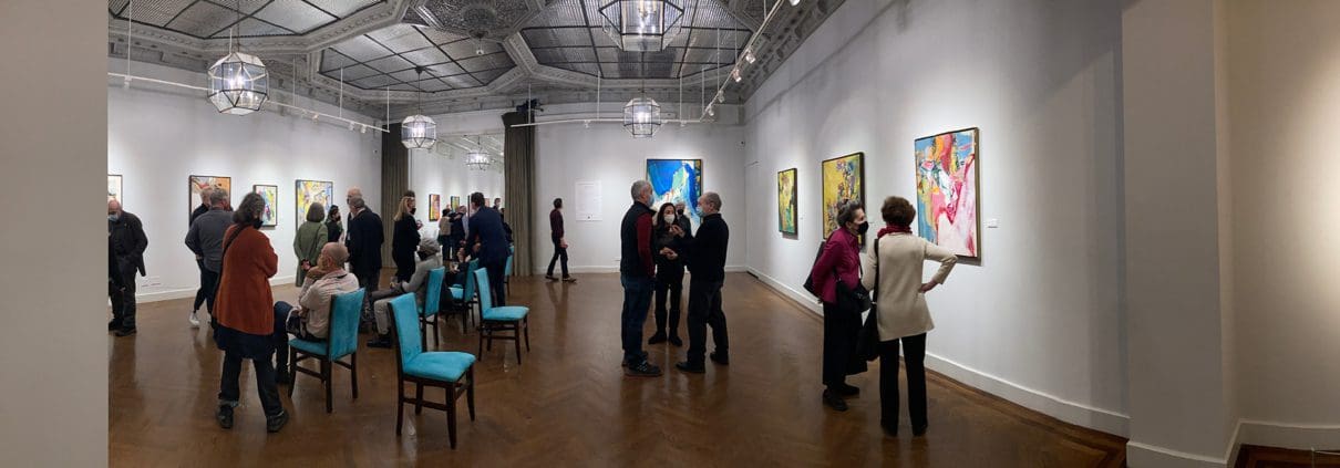 A panoramic view of the 2022 Libbie Mark exhibition at the National Arts Club in New York City